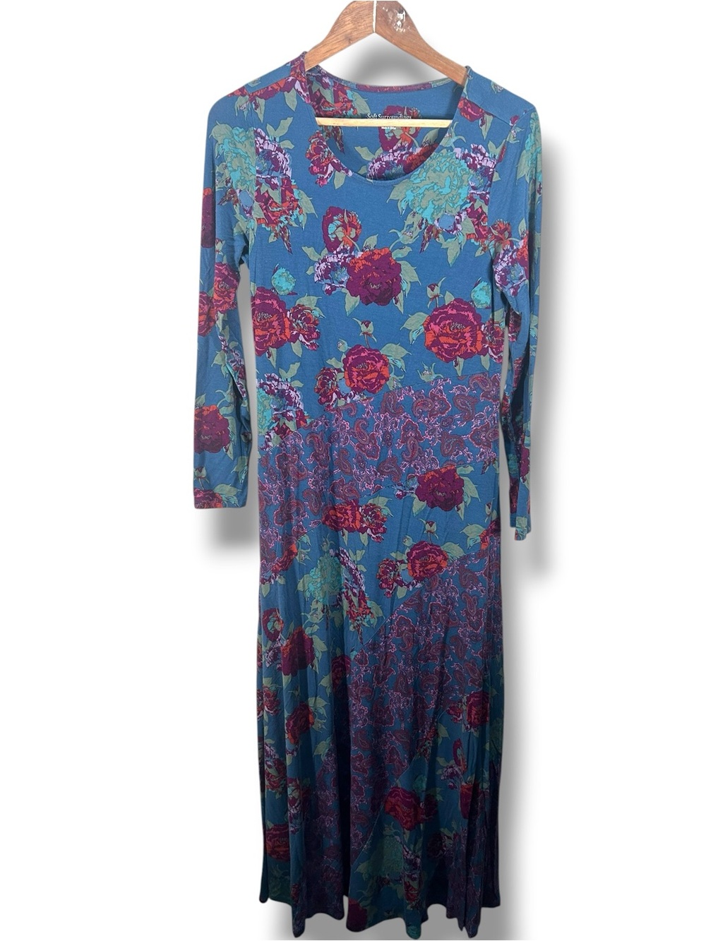 Women’s Soft Surroundings Ismerelda Floral Jersey Maxi Dress Size Petite Medium